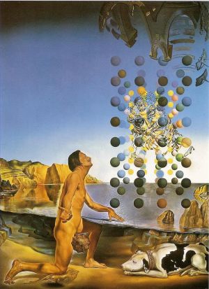 Contemporary Oil Painting - Dali Nude in Contemplation Before the Five Regular Bodies