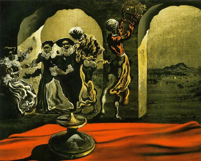 Salvador Dali's Contemporary Oil Painting - Disappearing bust of Voltaire