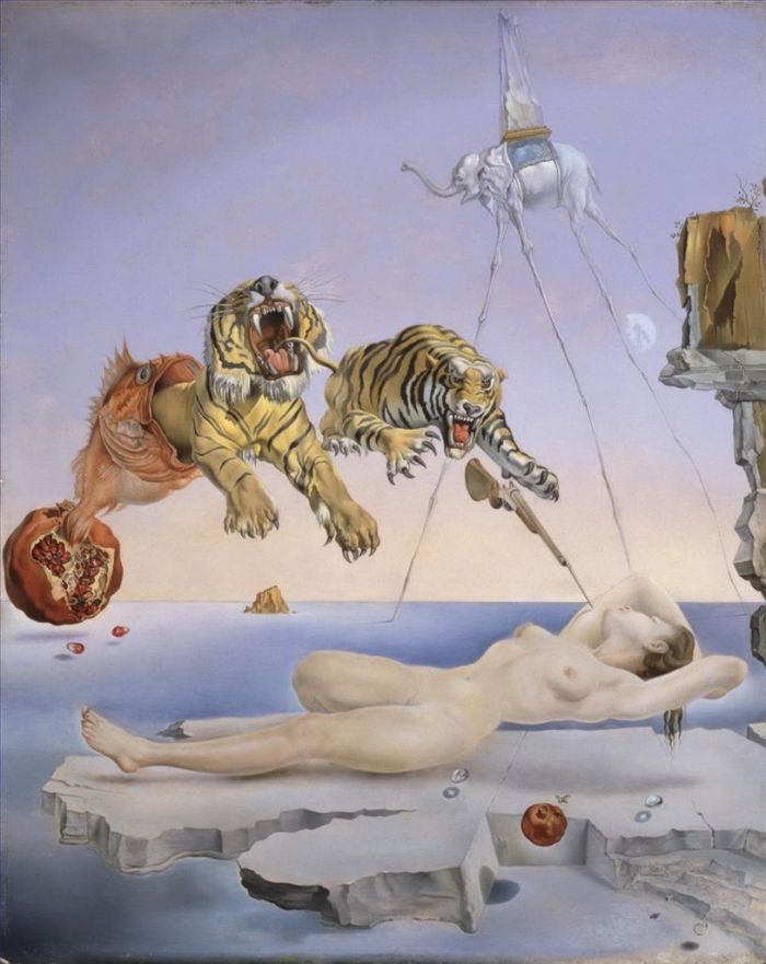 Salvador Dali's Contemporary Oil Painting - Dream Caused by the Flight of a Bee around a Pomegranate