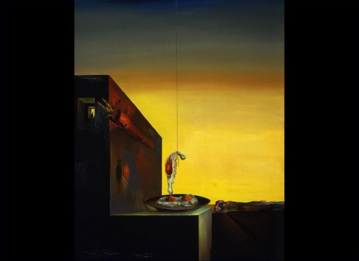 Salvador Dali's Contemporary Oil Painting - Eggs on Plate without the Flat
