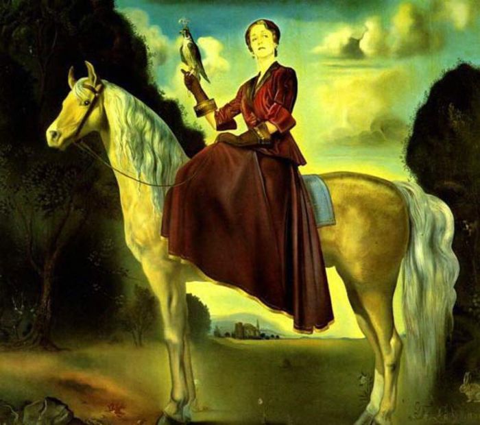 Salvador Dali's Contemporary Oil Painting - Equestrian Fantasy Portrait of Lady Dunn