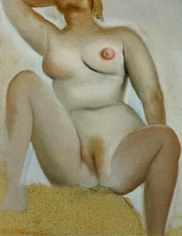 Salvador Dali's Contemporary Oil Painting - Female Seated Nud