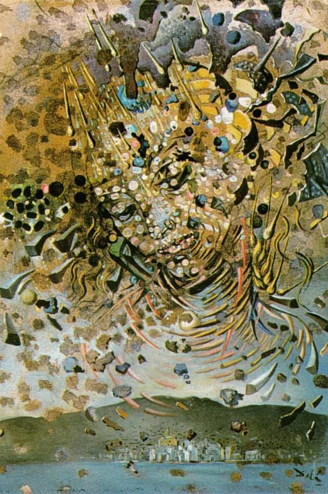 Salvador Dali's Contemporary Oil Painting - Head Bombarded with Grains of Wheat