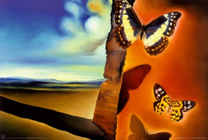 Salvador Dali's Contemporary Oil Painting - Landscape with Butterflies