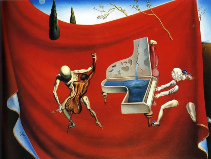 Salvador Dali's Contemporary Oil Painting - Music The Red Orchestra