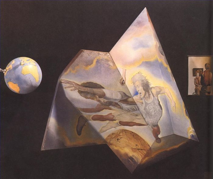 Salvador Dali's Contemporary Oil Painting - Polyhedron Basketball Players Being Transformed into Angels