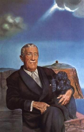 Salvador Dali's Contemporary Oil Painting - Portrait of Chester Dale and His Dog Coco