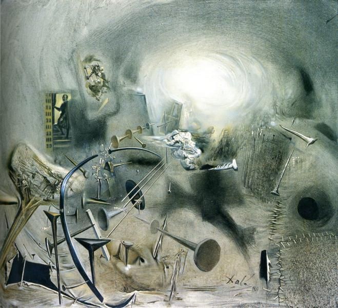 Salvador Dali's Contemporary Oil Painting - Portrait of Juan de Pareja Adjusting a String on His Mandolin