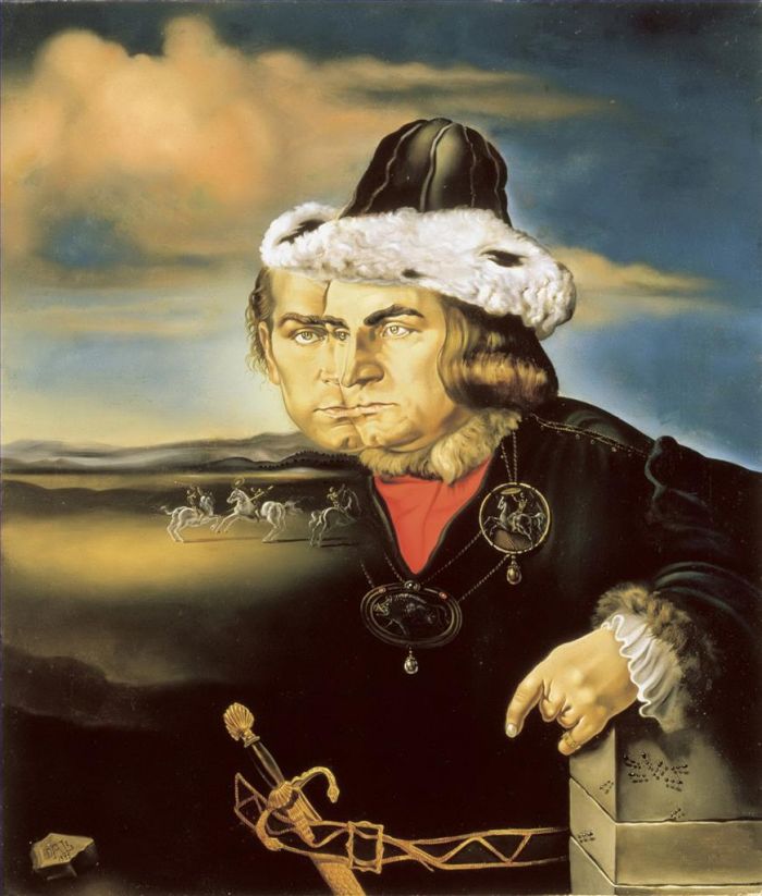 Salvador Dali's Contemporary Oil Painting - Portrait of Laurence Olivier in the Role of Richard III