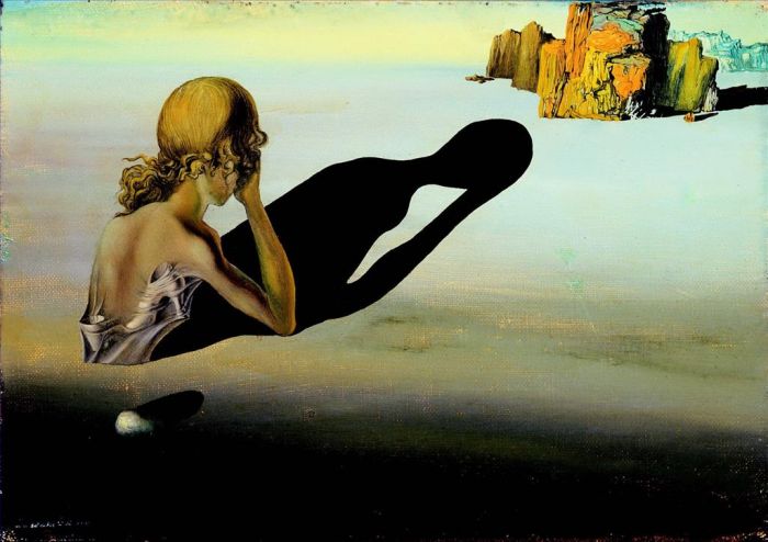 Salvador Dali's Contemporary Oil Painting - Remorse or Sphinx Embedded in the Sand
