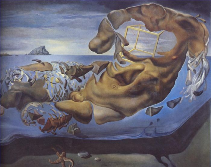 Salvador Dali's Contemporary Oil Painting - Rhinocerotic Figure of Phidias Illisos