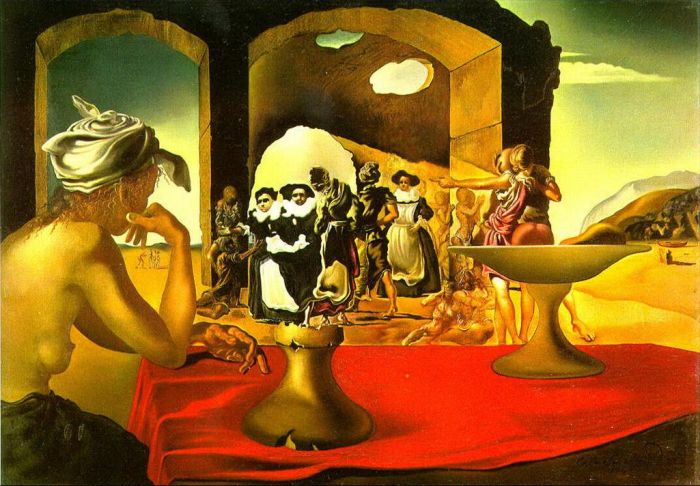 Salvador Dali's Contemporary Oil Painting - Slave Market with the Disappearing Bust of Voltaire
