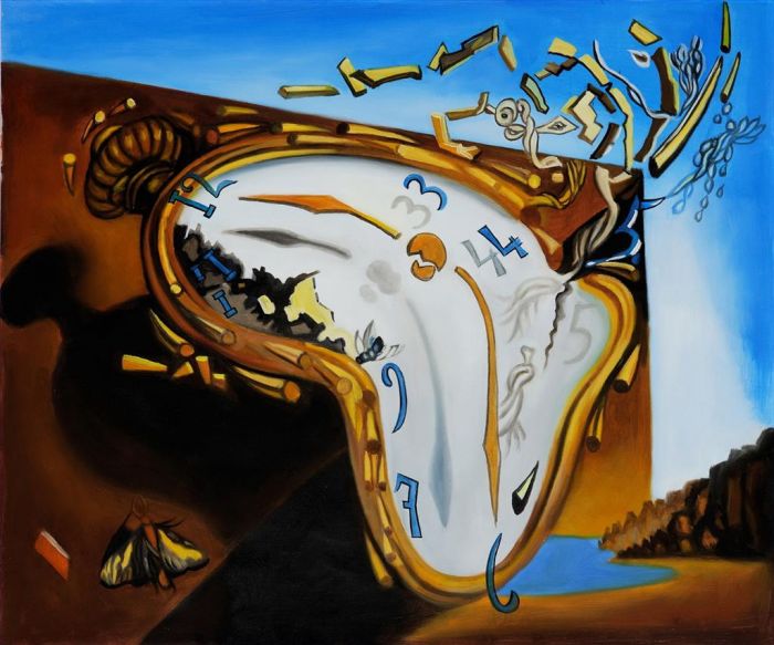 Salvador Dali's Contemporary Oil Painting - Soft Watch at the Moment of Explosion