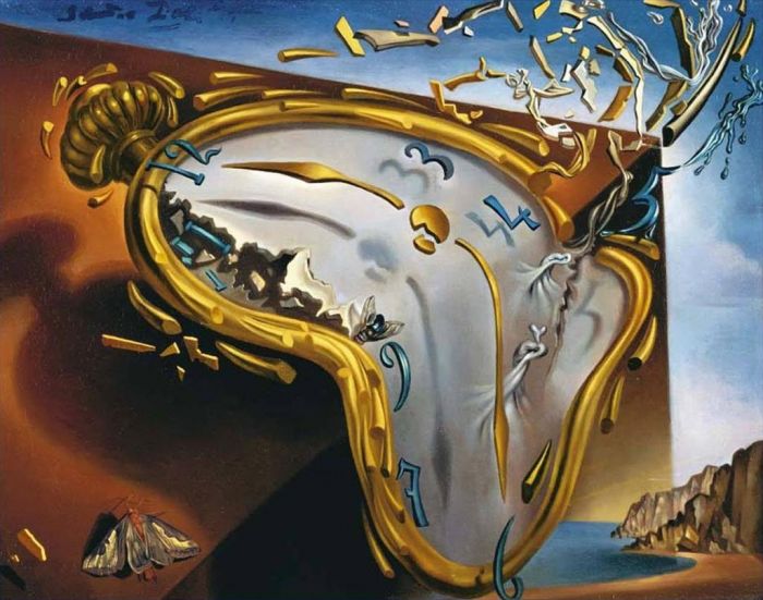 Salvador Dali's Contemporary Oil Painting - Soft Watch at the Moment of First Explosion