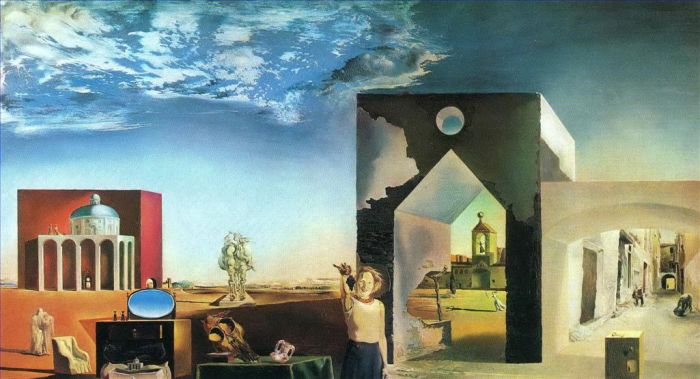 Salvador Dali's Contemporary Oil Painting - Suburbs of a Paranoiac Critical Town Afternoon on the Outskirts of European History
