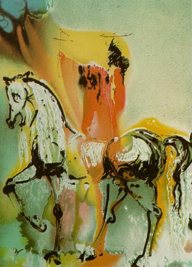 Salvador Dali's Contemporary Oil Painting - The Christian Knight Dali s Horses