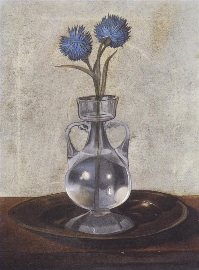 Salvador Dali's Contemporary Oil Painting - The Vase of Cornflowers