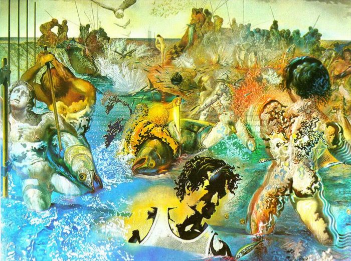 Salvador Dali's Contemporary Oil Painting - Tuna Fishing