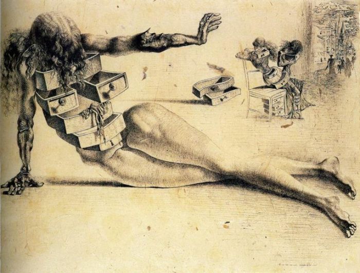 Salvador Dali's Contemporary Various Paintings - City of drawers