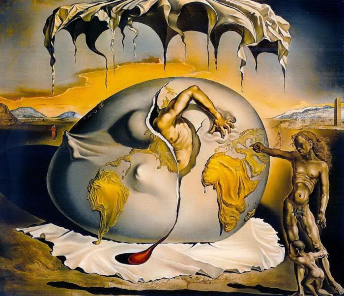 Salvador Dali's Contemporary Various Paintings - Geopolitical Child Watching the Birth of the New Man 2