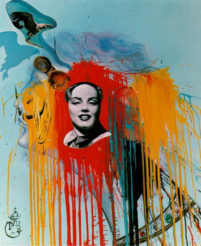 Salvador Dali's Contemporary Various Paintings - Self Portrait Photomontage with the famous Mao Marilyn that Philippe Halsman created at Dali s wish