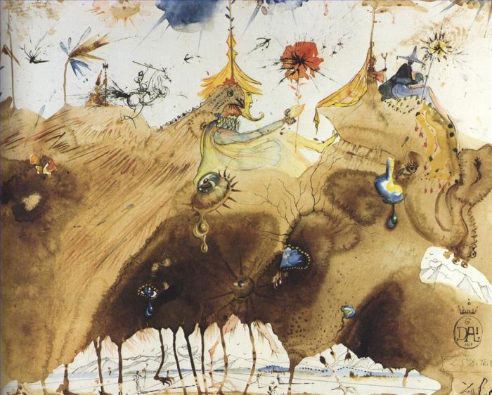 Salvador Dali's Contemporary Various Paintings - The Mountains of Cape Creus on the March