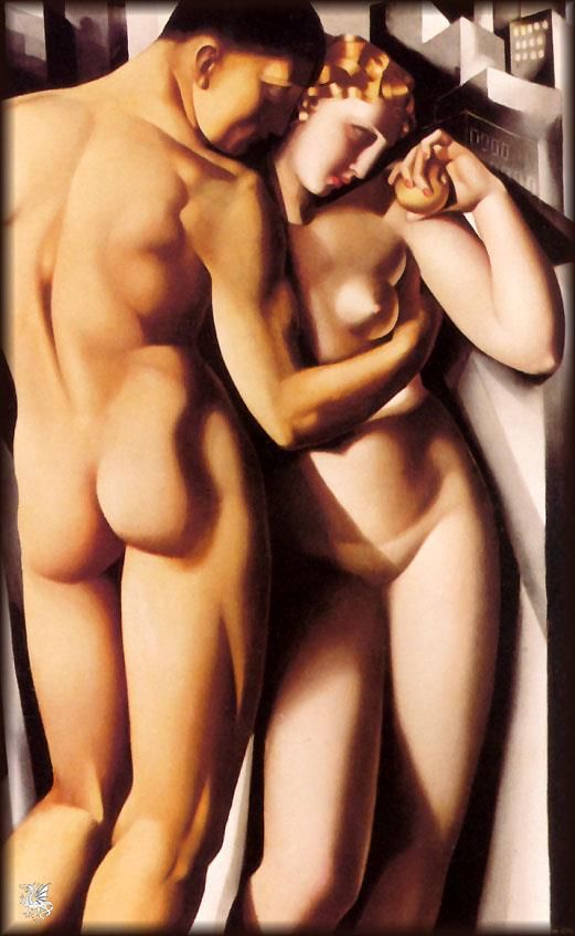 Tamara de Lempicka's Contemporary Oil Painting - Adam and eve 1932