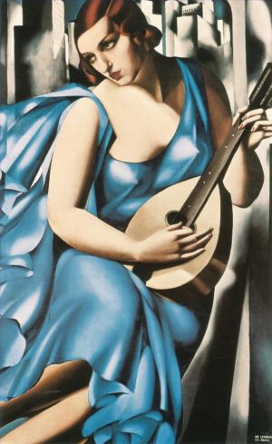 Contemporary Artwork by Tamara de Lempicka - Blue woman with a guitar 1929