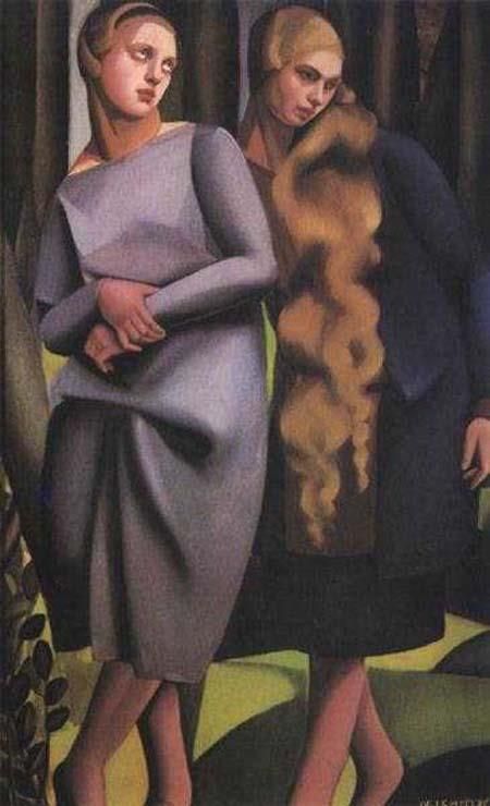 Tamara de Lempicka's Contemporary Oil Painting - Irene and her sister 1925