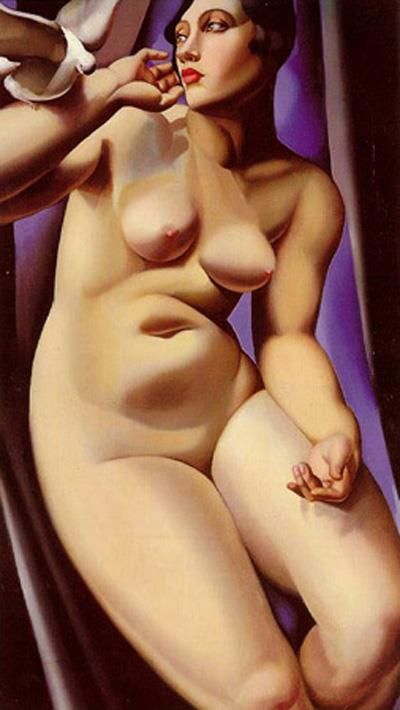 Tamara de Lempicka's Contemporary Oil Painting - Nude with dove 1928