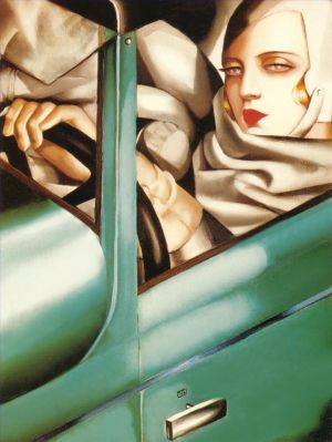 Contemporary Artwork by Tamara de Lempicka - Portrait in the green bugatti 1925