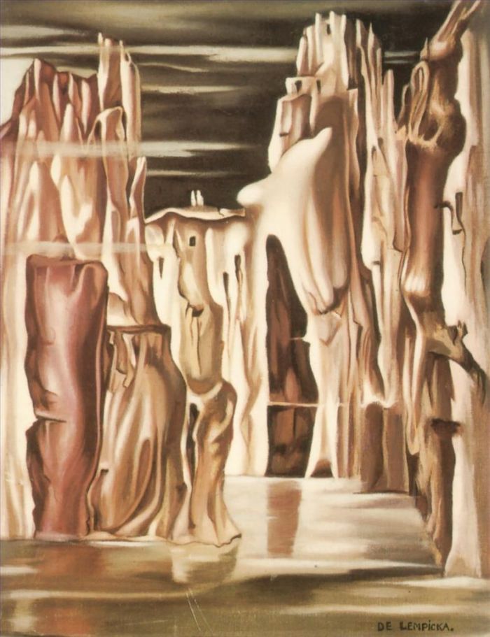 Tamara de Lempicka's Contemporary Oil Painting - Surrealist landscape
