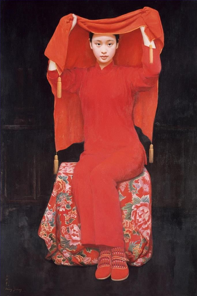 Wang Yidong's Contemporary Oil Painting - Bride 2005