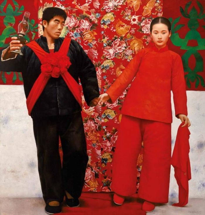 Wang Yidong's Contemporary Oil Painting - Bride in Mountains