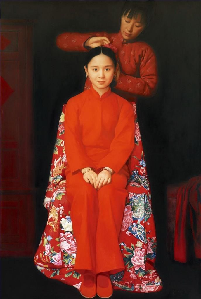 Wang Yidong's Contemporary Oil Painting - Girl to be Married