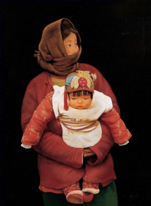 Contemporary Artwork by Wang Yidong - Mother and Child