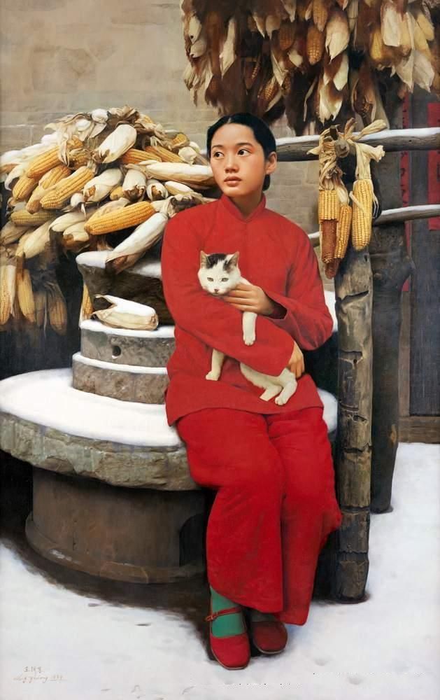Wang Yidong's Contemporary Oil Painting - Snow in March