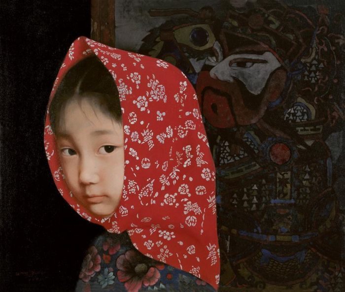Wang Yidong's Contemporary Oil Painting - Yimeng Little Girl