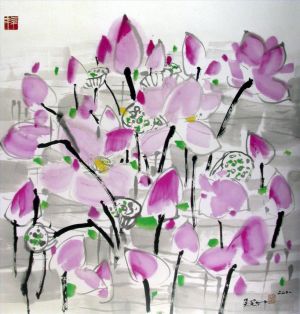 Contemporary Artwork by Wu Guanzhong - Lotus pond