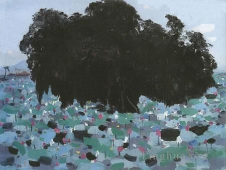 Wu Guanzhong's Contemporary Chinese Painting - Banians and waterlilies