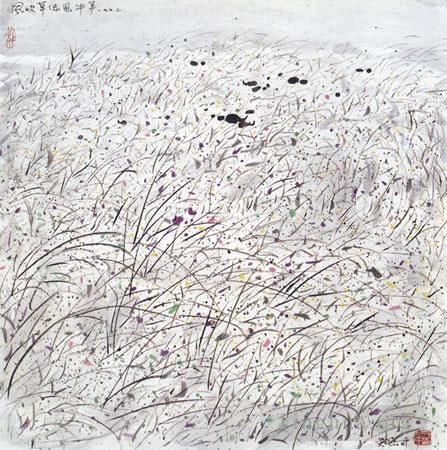 Wu Guanzhong's Contemporary Chinese Painting - The emerge of cattle and sheep