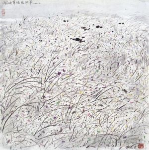 Contemporary Artwork by Wu Guanzhong - The emerge of cattle and sheep