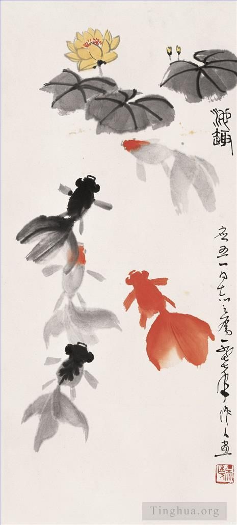 Wu Zuoren's Contemporary Chinese Painting - Big goldfish