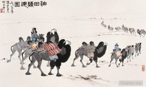 Contemporary Artwork by Wu Zuoren - Camels in desert