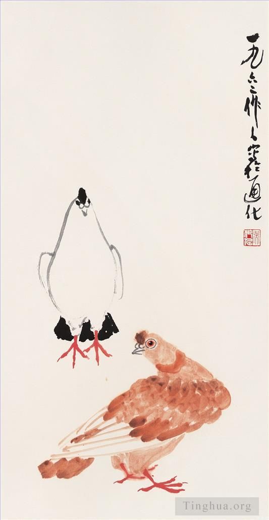 Wu Zuoren's Contemporary Chinese Painting - Cock and hen