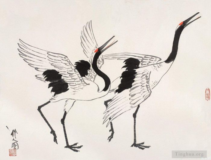Wu Zuoren's Contemporary Chinese Painting - Cranes