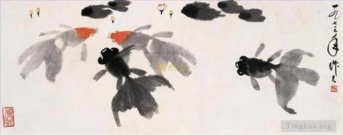 Wu Zuoren's Contemporary Chinese Painting - Goldfish ink