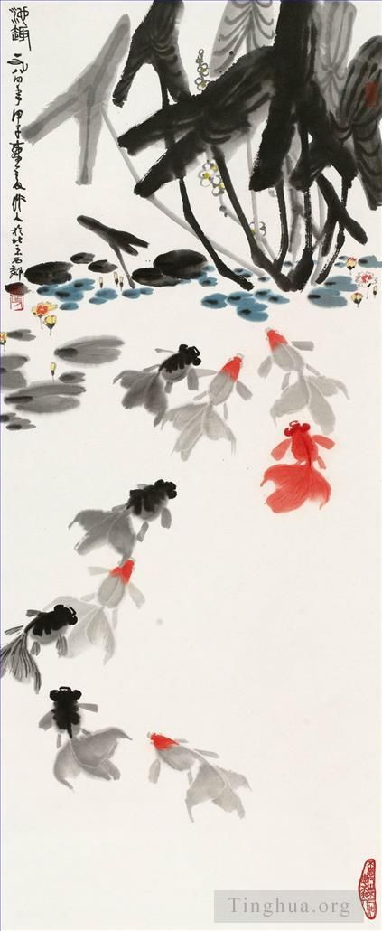 Wu Zuoren's Contemporary Chinese Painting - Happyness of pond 1984