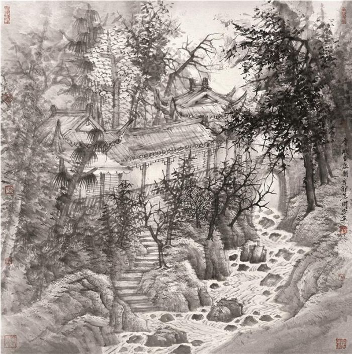 Zeng Xianguo's Contemporary Chinese Painting - Stream in Qingcheng