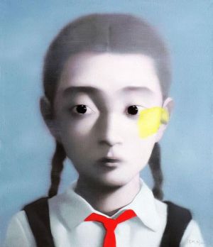 Contemporary Artwork by Zhang Xiaogang - Girl Wearing Red Scarf